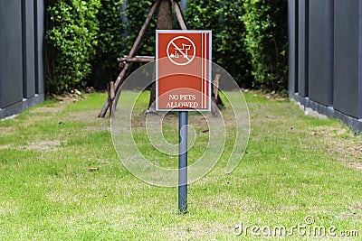 Forbid dogs sign in public garden concepy. Stock Photo