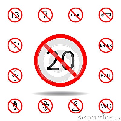 Forbidden 20 age icon. set can be used for web, logo, mobile app, UI, UX Stock Photo
