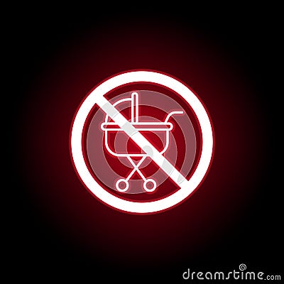 Forbidden baby carriage icon in red neon style. Can be used for web, logo, mobile app, UI, UX Stock Photo