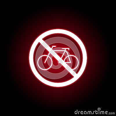 Forbidden bicycle icon in red neon style. Can be used for web, logo, mobile app, UI, UX Stock Photo