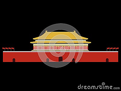 Forbidden City. Gate of Heavenly Peace. Tiananmen Square. Beijing Vector Illustration