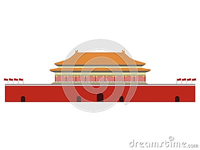 Forbidden City. Gate of Heavenly Peace. Tiananmen Square. Beijing Vector Illustration