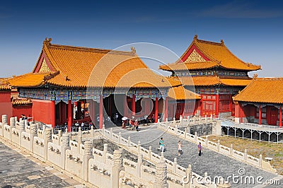 The Forbidden City, a palace complex in central Beijing, China. The former Chinese imperial palace from the Ming dynasty to the Editorial Stock Photo