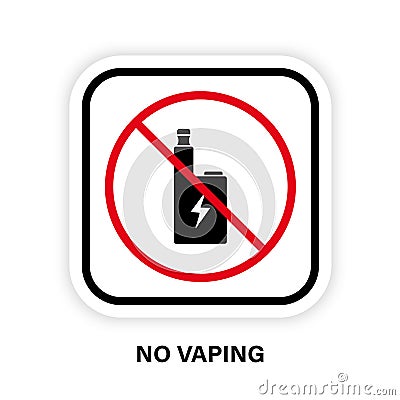 Forbidden Electronic Cigarette Black Silhouette Icon. Vaping Prohibited. Stop Vaporizer Smoking Red Stop Symbol. Ban Vector Illustration