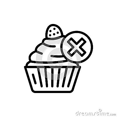 Forbidden food line icon. Isolated vector element. Vector Illustration