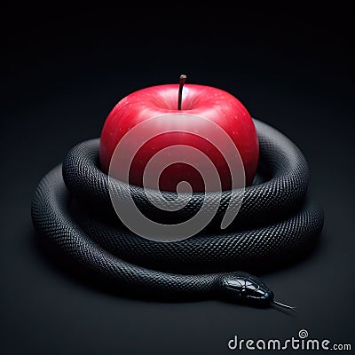 forbidden fruit. Apple and serpent. Adam and eve. Theology, mythology, philosophy. Moral dilemma, Moral lesson, Consequences Stock Photo