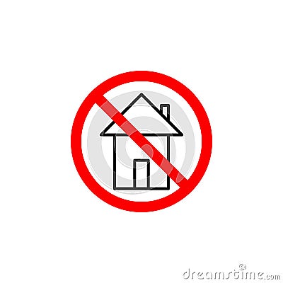 Forbidden home icon on white background can be used for web, logo, mobile app, UI UX Vector Illustration