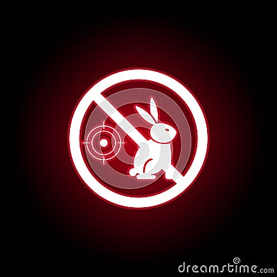 Forbidden hunting rabbit icon in red neon style. can be used for web, logo, mobile app, UI, UX Stock Photo