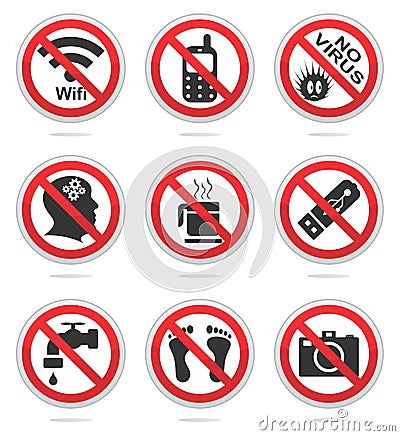 Forbidden icon set Vector Illustration