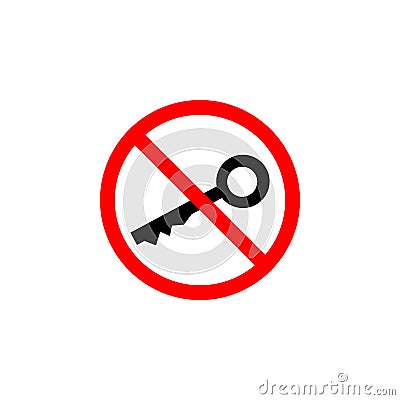 Forbidden key, open icon on white background can be used for web, logo, mobile app, UI UX Vector Illustration