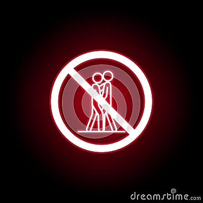 Forbidden kissing icon in red neon style. can be used for web, logo, mobile app, UI, UX Stock Photo