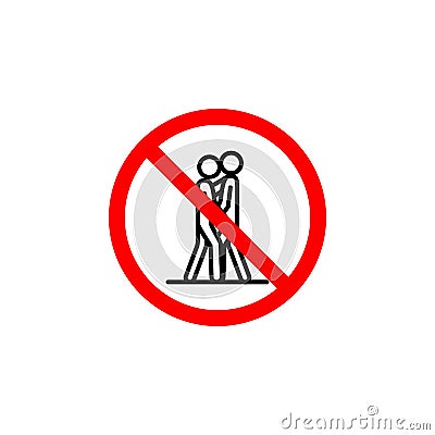 Forbidden kissing icon on white background can be used for web, logo, mobile app, UI UX Vector Illustration