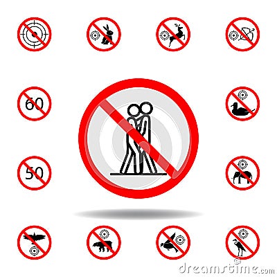 Forbidden kissing icon on white background. set can be used for web, logo, mobile app, UI, UX Stock Photo