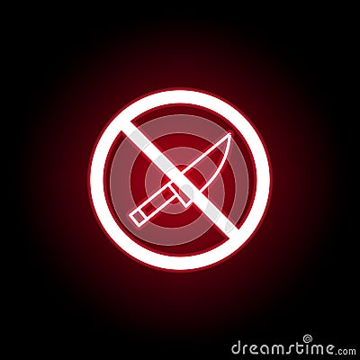 Forbidden knife icon in red neon style. Can be used for web, logo, mobile app, UI, UX Stock Photo