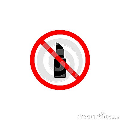 Forbidden lipstick icon on white background can be used for web, logo, mobile app, UI UX Vector Illustration