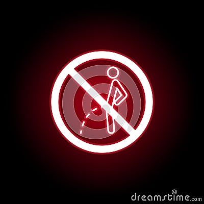 Forbidden pissing icon in red neon style. Can be used for web, logo, mobile app, UI, UX Stock Photo