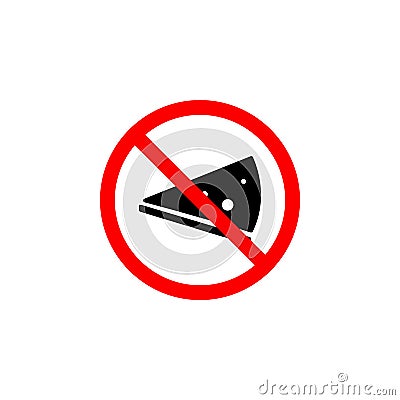 Forbidden pizza, eating icon on white background can be used for web, logo, mobile app, UI UX Vector Illustration