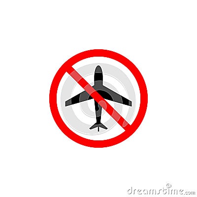 Forbidden plane, flight icon on white background can be used for web, logo, mobile app, UI UX Vector Illustration