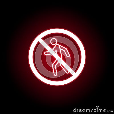 Forbidden running icon in red neon style. Can be used for web, logo, mobile app, UI, UX Stock Photo