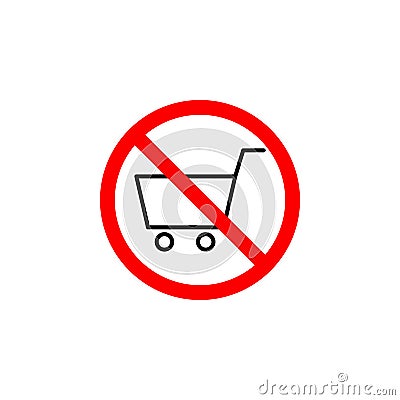Forbidden shopping car icon can be used for web, logo, mobile app, UI UX Vector Illustration
