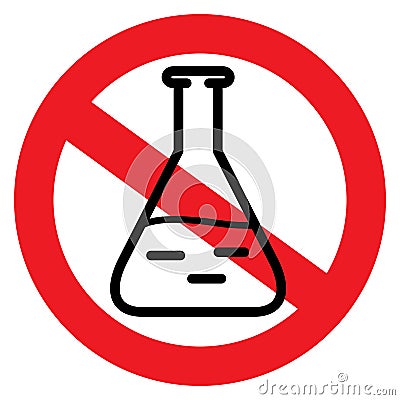 Forbidden sign with Chemical test tube Vector Illustration