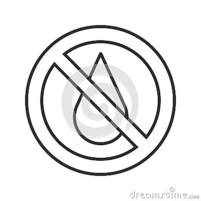 Forbidden sign with liquid drop linear icon Vector Illustration