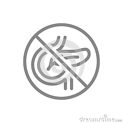 Forbidden sign with a pancreas line icon. Amputation internal organ, no pancreas symbol Vector Illustration