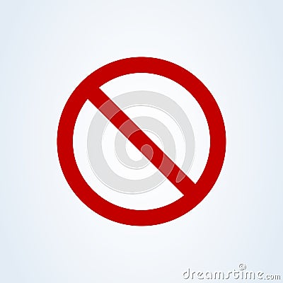 Forbidden sign red flat style. Vector illustration icon isolated on white background Vector Illustration