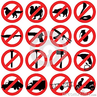 Forbidden Signs Vector Illustration