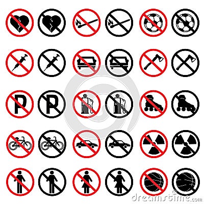 Forbidden Signs Vector Illustration