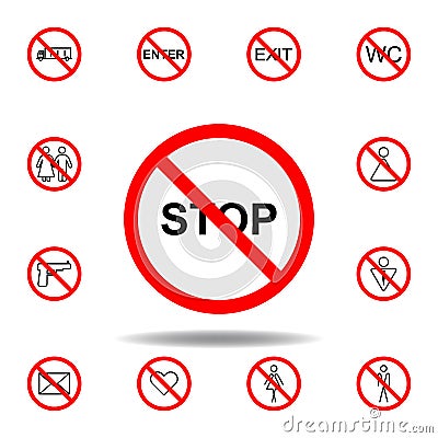 Forbidden stop icon. set can be used for web, logo, mobile app, UI, UX Stock Photo