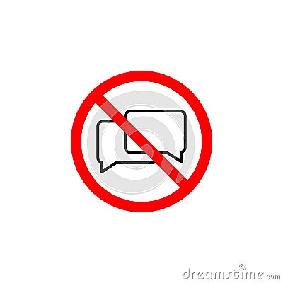 Forbidden talking icon on white background can be used for web, logo, mobile app, UI UX Vector Illustration