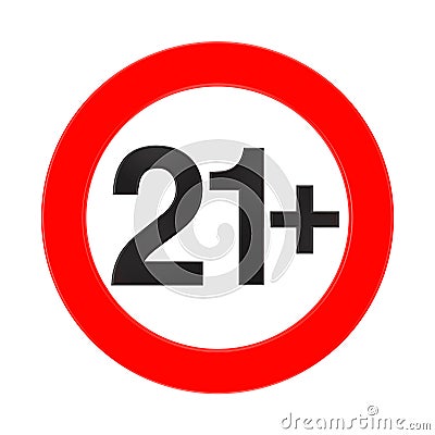 Forbidden Under the Age of 21 Red Sign. 3d Rendering Stock Photo