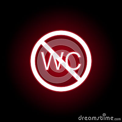 Forbidden wc icon in red neon style. Can be used for web, logo, mobile app, UI, UX Stock Photo