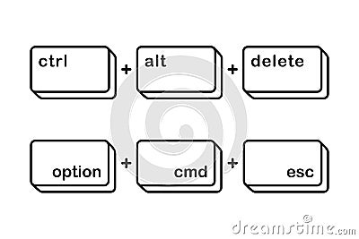 Force Quit Keyboard Keys Vector Vector Illustration