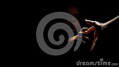 Forced prostitution victim taking helping hand unwilling suffer any more concept Stock Photo