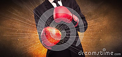 Forceful businessman boxing Stock Photo