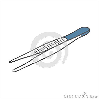Forcep icon in doodle sketch lines Vector Illustration