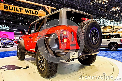 Ford Bronco Raptor showing during NYIAS at Jacobs Javits Center Editorial Stock Photo