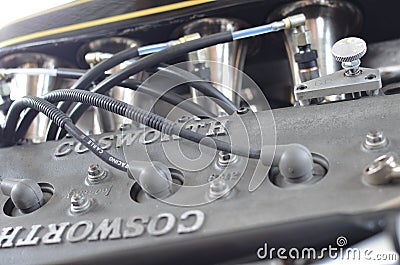 Ford Cosworth eight cylinder Grand Prix engine. Editorial Stock Photo