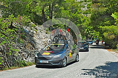 FORD FOCUS SUPPORT CAR AT INTERNATIONAL TOUR OF HELLAS - GREECE Editorial Stock Photo