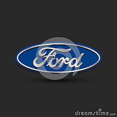 Ford logo 3d effect creative emblem of an american car on a black background Vector Illustration