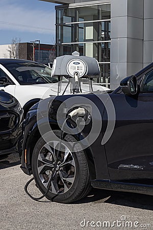Ford Mach-E Mustang SUV at a dealership charger. Ford offers the Mach-E in Select, Premium, or GT models Editorial Stock Photo