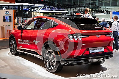 Ford Mustang Mach-E GT electric SUV car showcased at the IAA Mobility 2021 motor show in Munich, Germany - September 6, 2021 Editorial Stock Photo