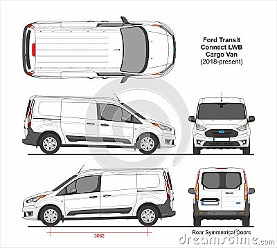 Ford Transit Connect LWB Cargo Van 6 doors 2018 Editorial Stock Photo