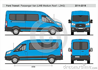 Ford Transit Passenger Van LWB Medium Roof L3H2 2014-2018 Editorial Stock Photo