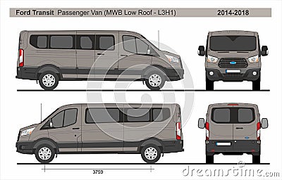 Ford Transit Passenger Van MWB Low Roof L3H1 2014-2018 Editorial Stock Photo