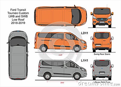 Ford Transit Tourneo Custom Van L1H1 and L2H1 2018-2019 Editorial Stock Photo