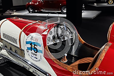 Ford V8 Monoposto Indianapolis Style of 1936 american vintage racing car on cars exhibition. Classic Car exhibition - Editorial Stock Photo
