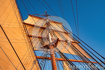 Fore Mast Tall Ship with Sails Stock Photo